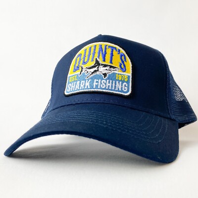 Quint's Shark Fishing retro trucker hat inspired by Jaws Cap