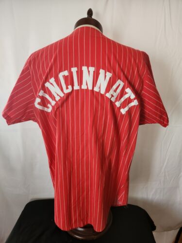 🔥🚨Vintage Chalk Line XL Cincinnati Reds Pinstripe Jersey Starter Style EUC! - 第 1/4 張圖片