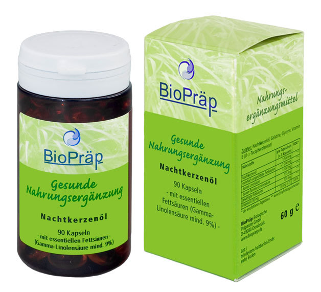 Nachtkerzenöl-Kapseln, 90 Stück (Hersteller: Biopräp, Deutschland)