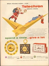 1954 Vintage ad for Telechron electric Clocks `Santa 2-pgs   (110418)