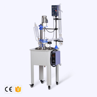 Lab 10L Single Layer Glass Chemical Stirred Reactor with Heating Bath USA