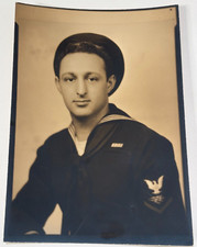 ORIGINAL B W PHOTOGRAPH WORLD WAR 2 NAVY VETERAN YOUNG NAVAL SOLDIER IN UNIFORM