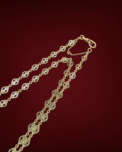 Increíble collar de cadena larga Satoir francés de oro amarillo de 18 quilates - Imagen 3 de 5