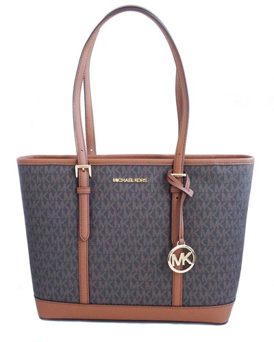 Sac pour femmes Michael Kors sac à main shopper jet set voyage SM Shldr marron neuf - Photo 3 sur 13