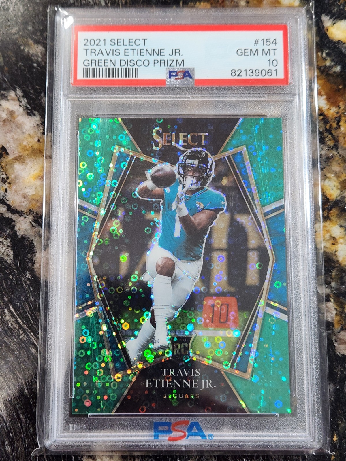 2021 Travis Etienne Jr RC #154 Select Green Disco Prizm Psa 10 Gem Mint #2/5!!!