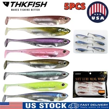 5pcs Soft Fishing Lures Paddle Tail Swimbaits Soft Plastic Lures Kit for Bass US