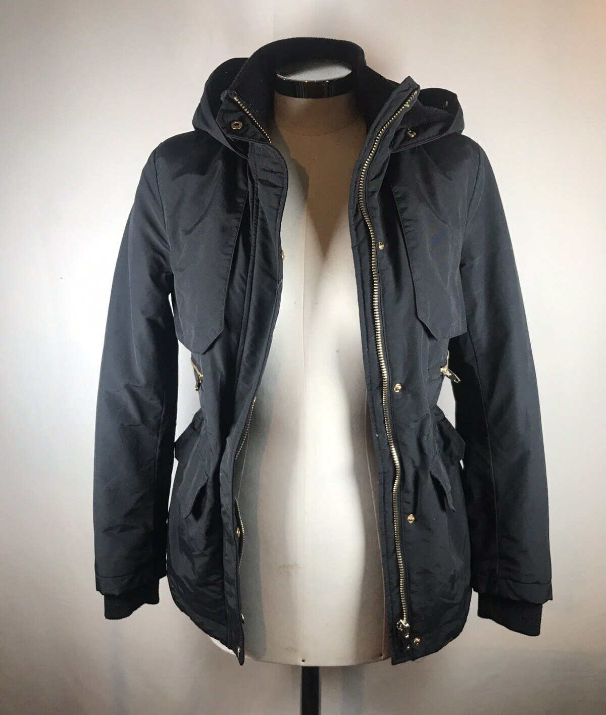Zara Basic Outerwear Puffy Jacket Zip Up 2 Flap F… - image 1