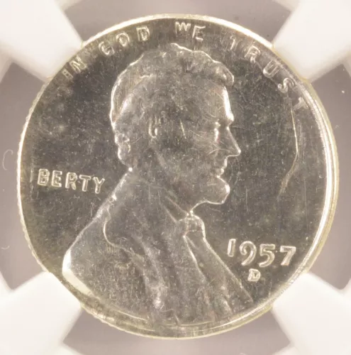 1957-D 1c Wheat Cent on Dime Double-Denomination NGC MS63