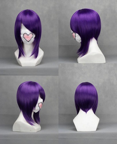 Purple 45cm Anime Cosplay Wig With 1 Clip on Ponytail Full Wig Synthetic Hair - 第 10/10 張圖片