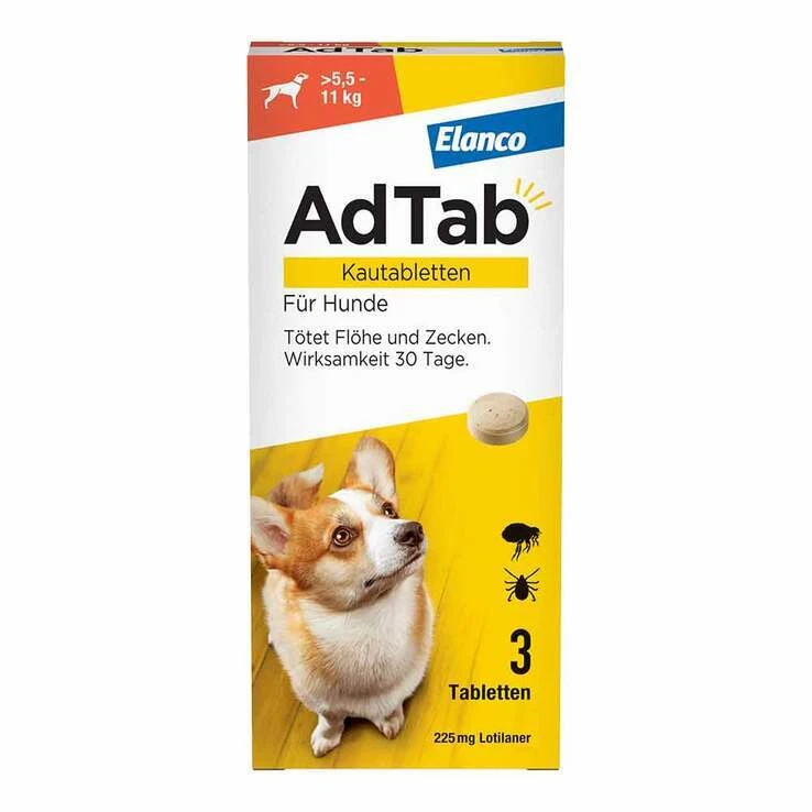 AdTab™ Kautabletten für mittelgroße Hunde 225 mg 5,5 bis 11 kg · 3 St · PZN 1875
