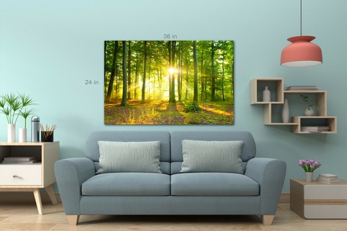 Green Tree Sunset Canvas Wall Art Picture Print - Picture 4 of 7