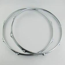 2 PCS 13" Drum Hoops Snare Drum Hoops 8 Lug 2.3mm Chrome 1 Batter 1 Snare