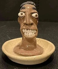 Small Rare Stacy Lambert Pottery NC Face Jug - Great Quality and Details 