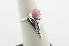 Vintage Southwestern Sterling Silver 925 Pink Agate Point Style Ring - Size 7