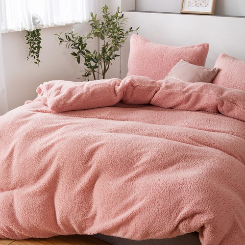 Teddy Bear Fleece Duvet Cover Set Thermal Warm Super Soft Cozy With Pillowcases - Picture 12 of 26