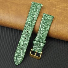 Green Stingray Leather Watch Band Men Genuine Watch Strap Gold Buckle Handmade