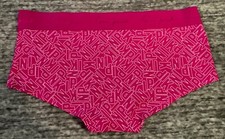 Victoria's Secret Pink Logo Boyshort Shortie Panties Pink Thrill White L NWT