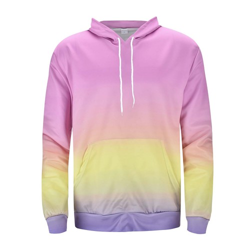 Men's Gradient Print Hoodie Sweatshirt Long Sleeve Hooded Pullover with Pockets - Picture 9 of 60