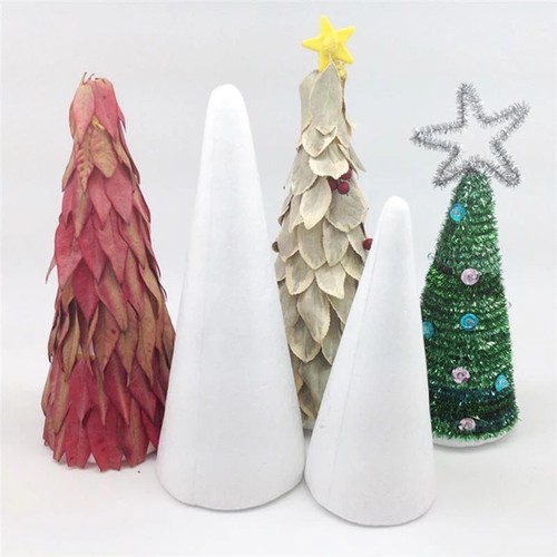 6x Styrofoam Foam Cones Polystyrene Ornament for Crafts DIY Painting Xmas - Picture 4 of 6
