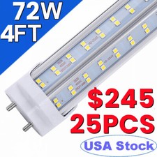25 PCS 4FT T8 LED Tube Light Bulbs 72W G13 2-Pin 6000K LED Shop Light Bulb