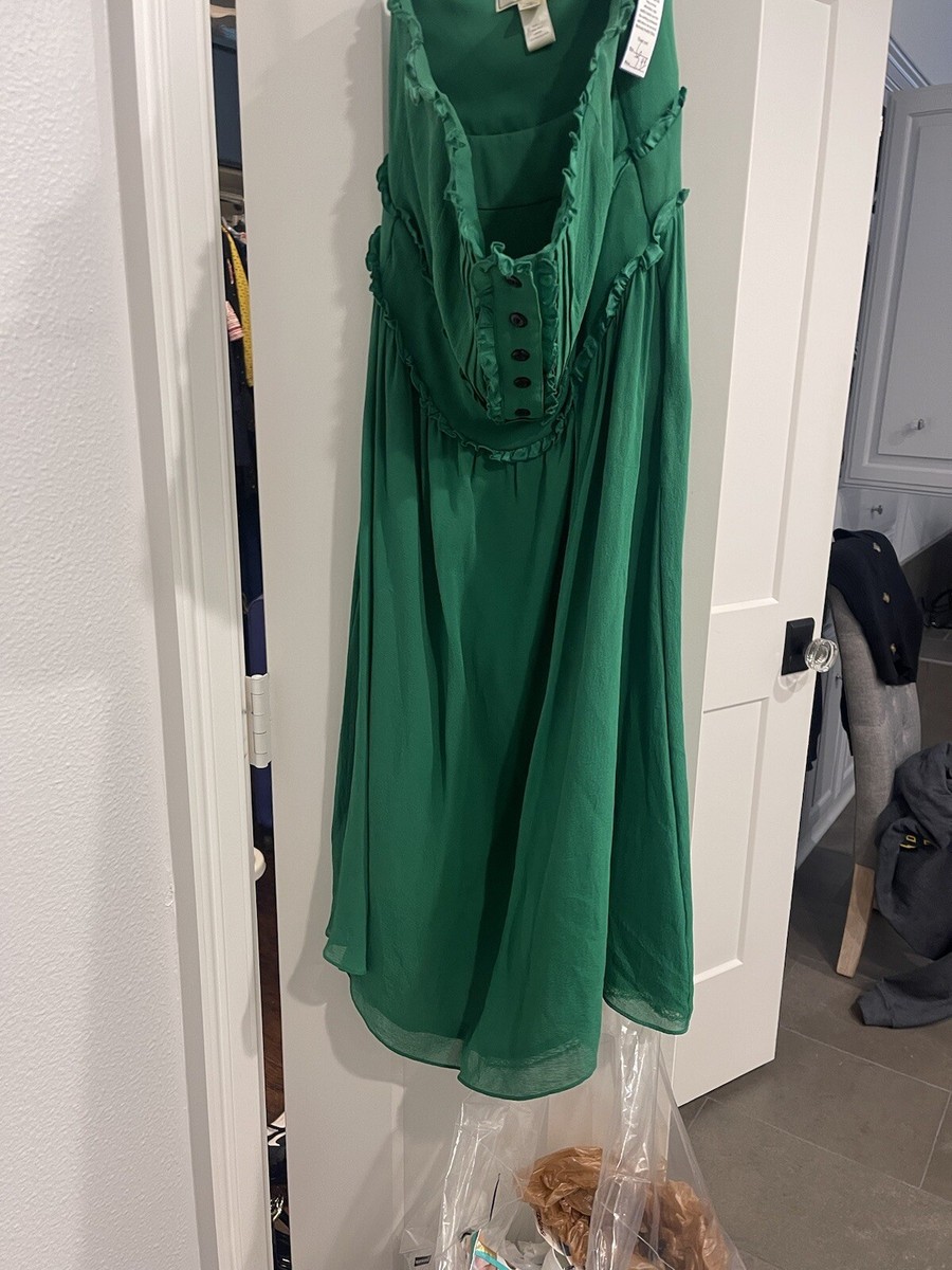 Moulinette Soeurs Anthropologie 100% Silk Emerald Green Mini Dress Spring  Sz 6 | eBay