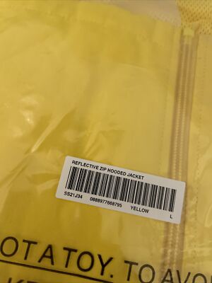 SUPREME REFLECTIVE ZIP HOODED JACKET YELLOW SIZE LARGE/ SS21