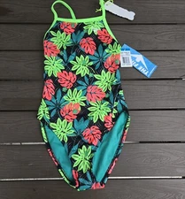TYR The Finals Women Blossom Foil Swimsuit Wing back Floral - Size 32 New