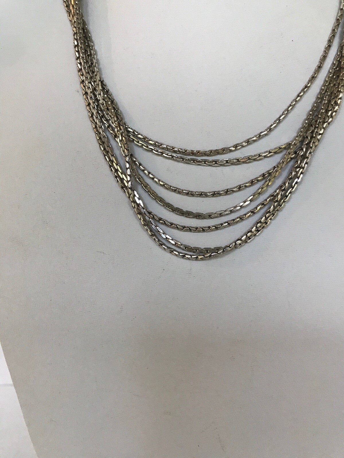 Monet Signed Necklace Multi-Layer drop style silv… - image 8