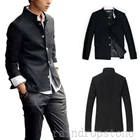 HOT Mens Single Breasted Grandad Collar Jacket Blazer Japanese School Uniform