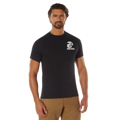 Rothco Marines ''Pain Is Weakness'' Double Sided Globe & Anchor T-Shirt, Black