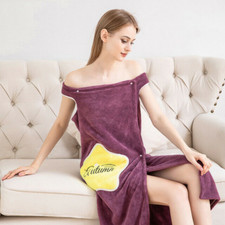 Household Wearable Bathrobe Women Soft Skin-Friendly Absorbent Bath Shower Towel