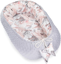 Riduttore Lettino 90X50 Cm - Nido Neonato Riduttore Culla Cotone Grigio Rosa Sel