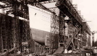 White Star Line Ocean Liner Olympic At The Harland And Wolff Ireland Old Photo