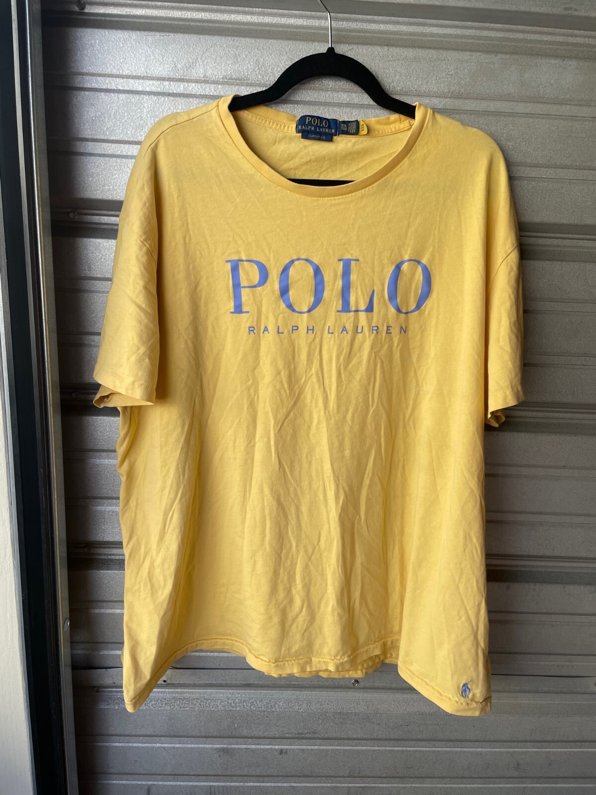 Polo Ralph Lauren Giallo Grande Logo Spell Out Maglia T Shirt Pony Uomo 2XL