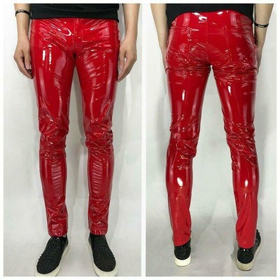 Mens Skinny Trouser Glossy Patent 