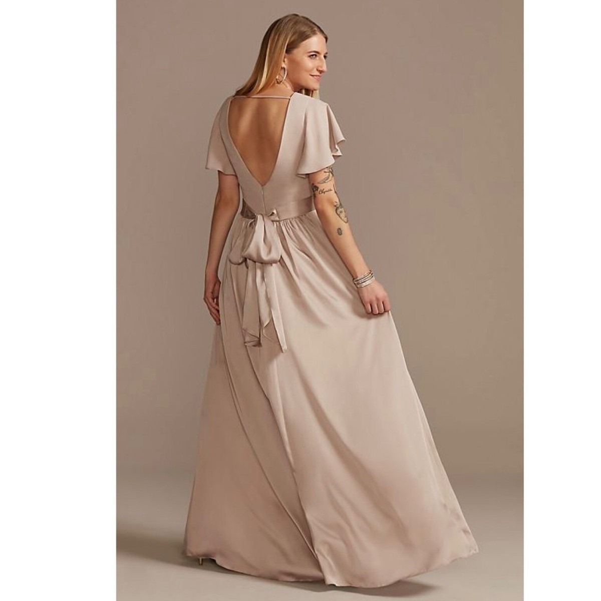 short sleeve stretch charmeuse bridesmaid dress Short Sleeve Stretch Charmeuse Dress