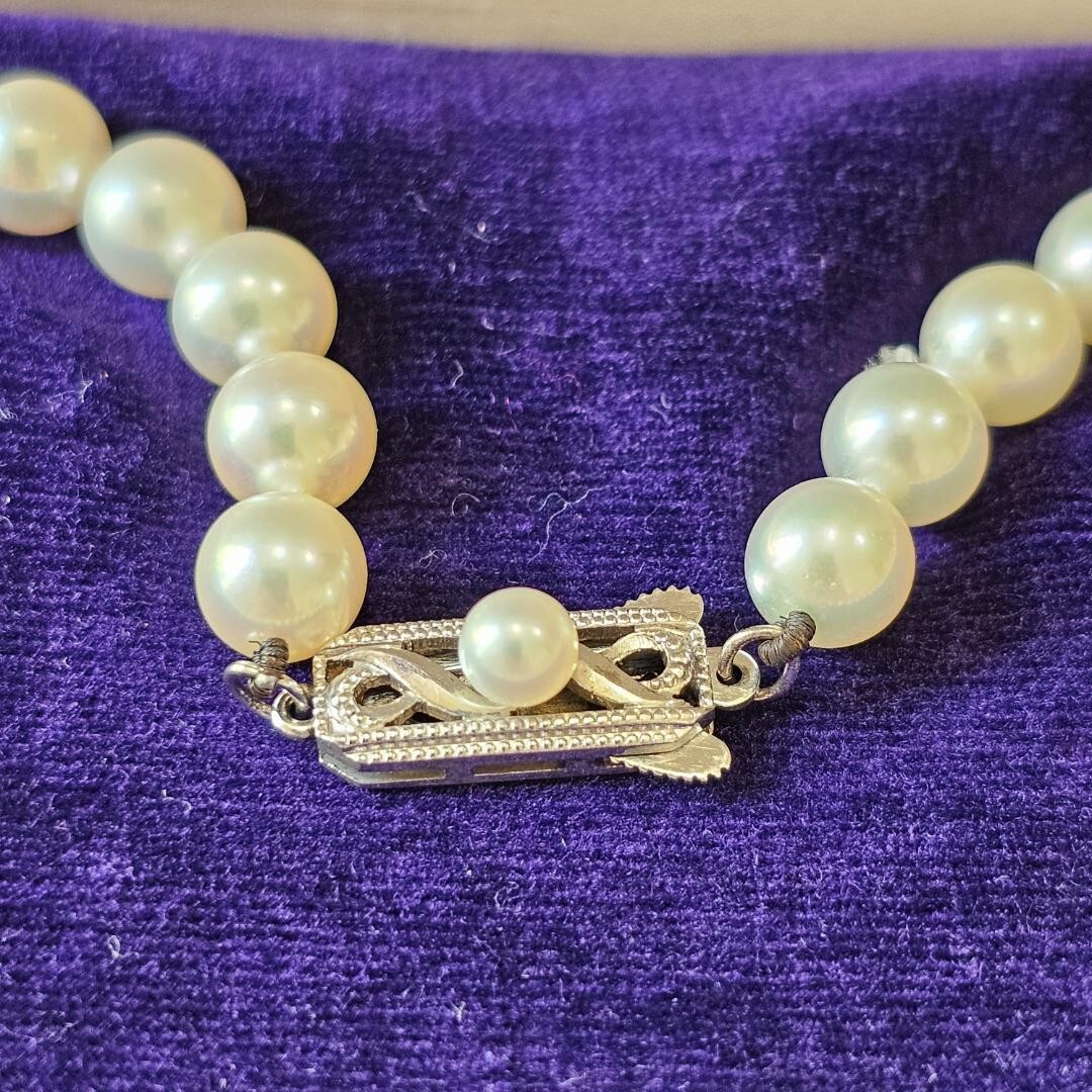 廃盤【MIKIMOTO】THE PEARL NECKLACE Mikimoto Pearl Necklace Sterling Silver 1960s Japan 16.75