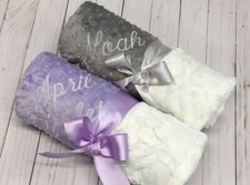 Personalized Custom Rosette Dot Minky Baby Blanket --Newborn or Shower Gift