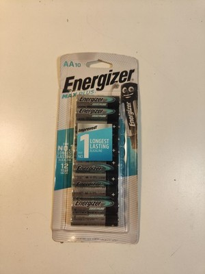 Energizer AA Batteries MAX PLUS 10 Pack Longest Lasting Alkaline 12 Year Shelf