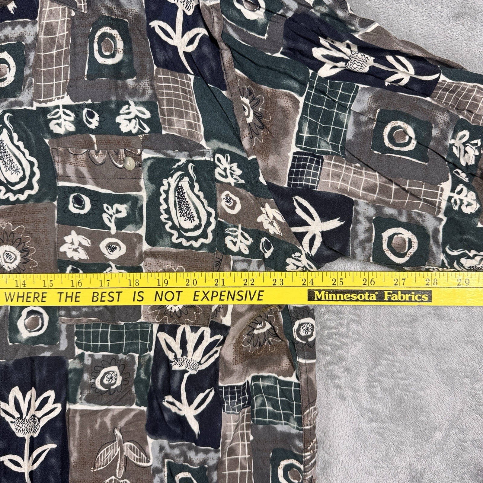 Campia Moda Navy Patchwork Print Button Up Shirt … - image 9