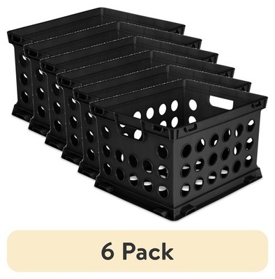 (6 pack File Crate Versatile Plastic Bin W/ Handles Letter/Legal File Storage