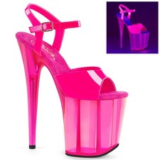 Sandalia Pleaser de 8 pulgadas con correa de tobillo reactiva UV Flamingo 809Uvt