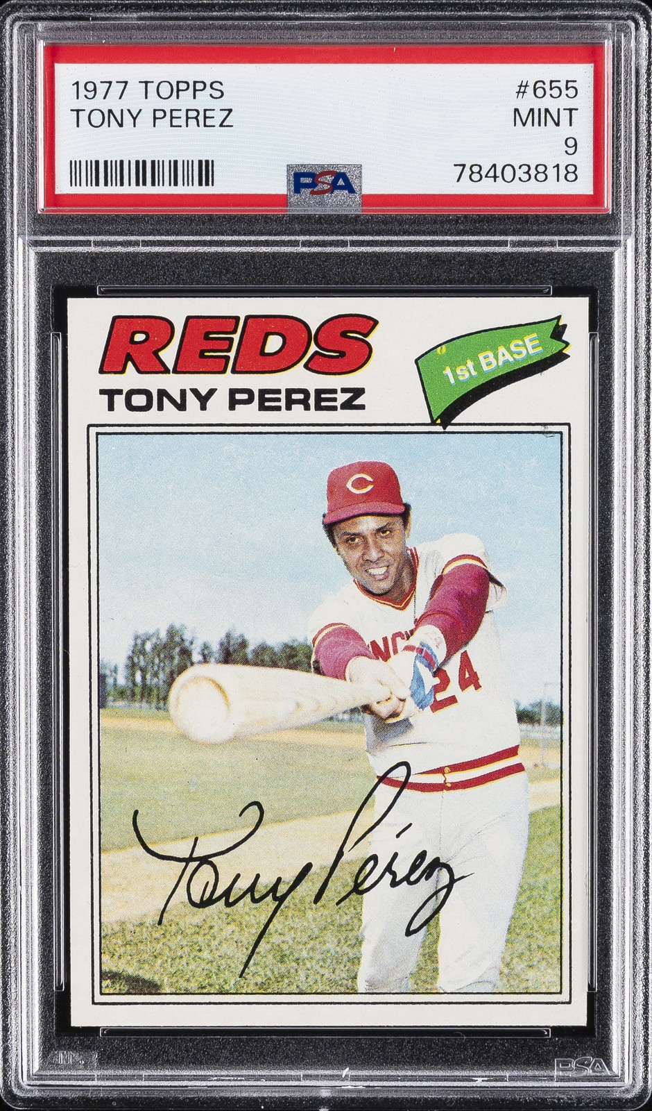 1977 TOPPS #655 TONY PEREZ PSA 9