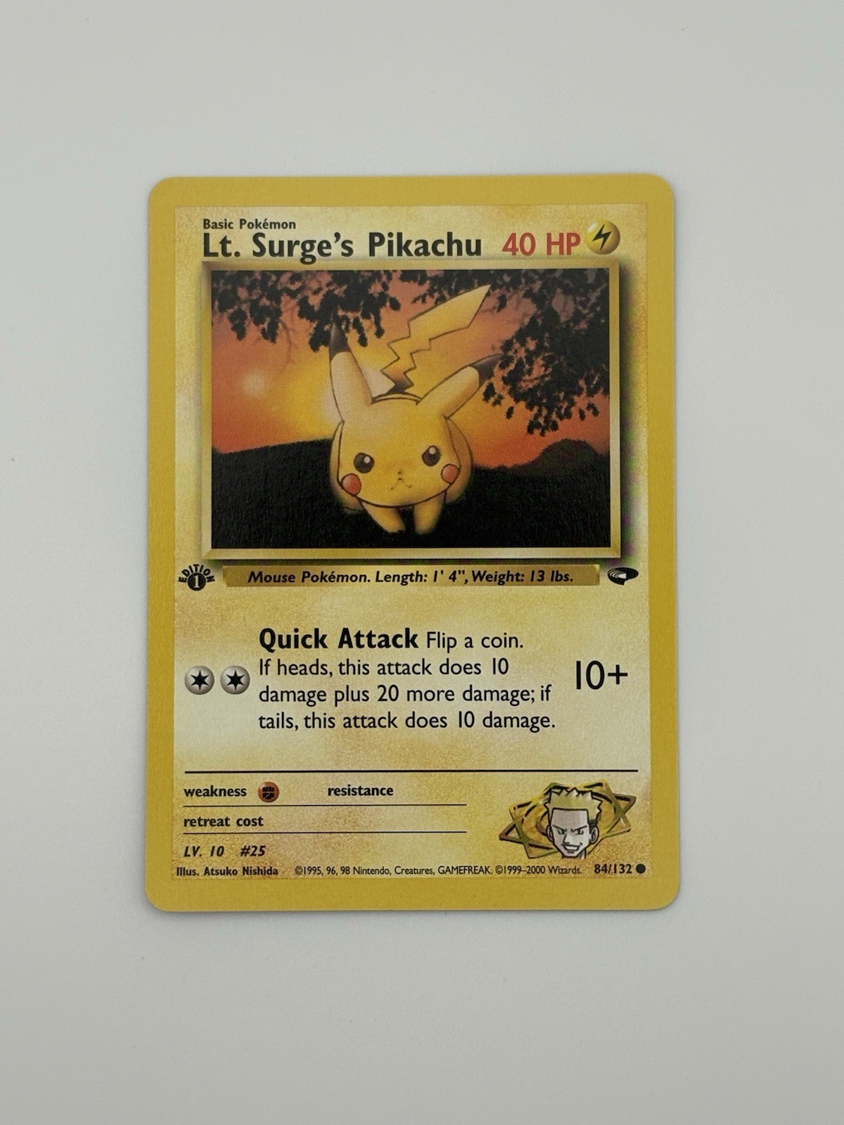 2000 Pokemon Gym Challenge - 1st Edition Lt. Surge's Pikachu #84/132 NM