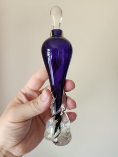 Art Glass Perfume Bottle by Matthew Buechner of Thames Glass Blue & Frosted
