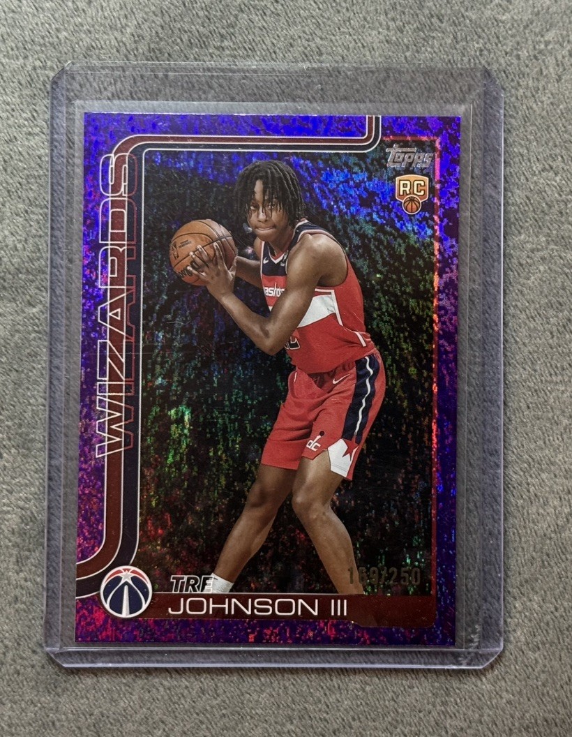 2025-26 Topps Basketball Tre Johnson #206 Purple Rainbow /250 Rookie Wizards
