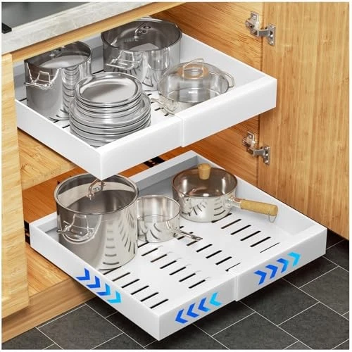 YFXCVSL PULL OUT CABINET ORGANIZER, 1 PACK EXPANDABLE, XRUA - WHITE