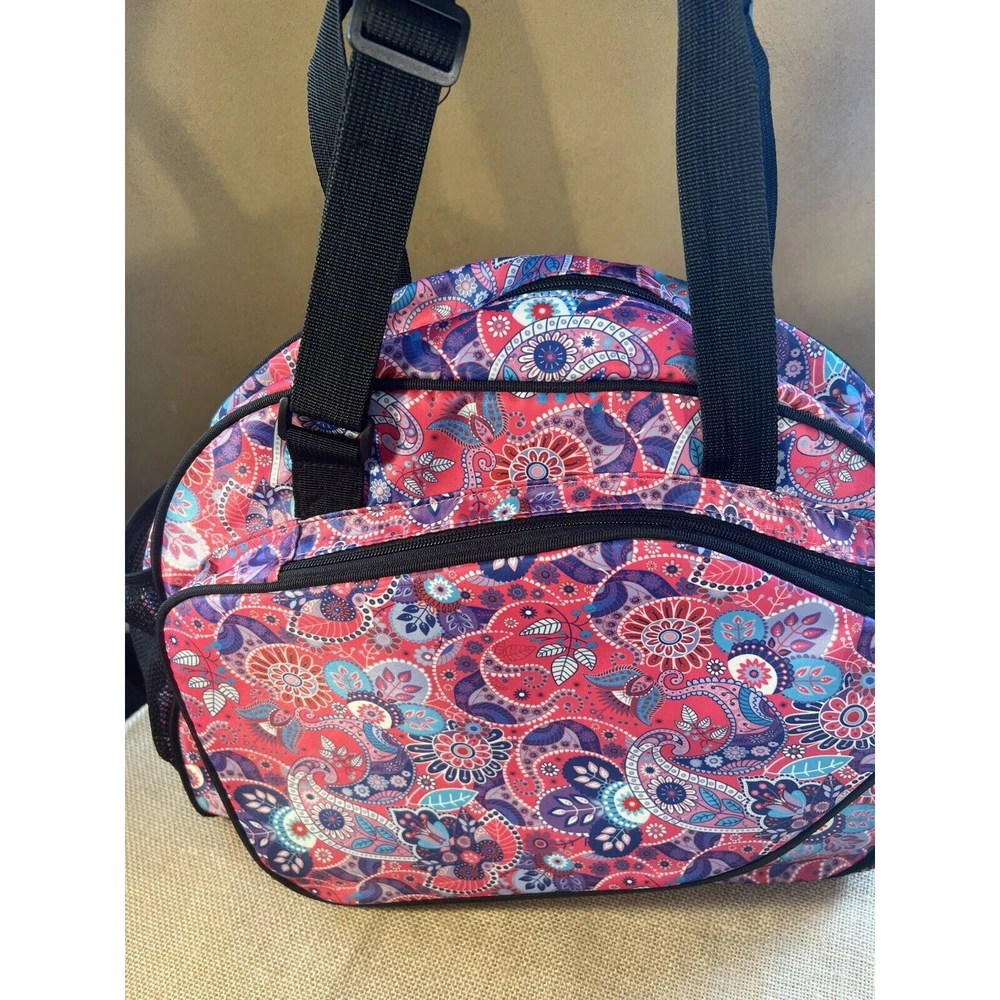 Pickleball Bag-Boulder Bee Brand- Women's Pink Purple Paisley Nylon Tote Bag