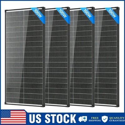 100W 200W 400W 1000W Bifacial Solar Panel N-Type Mono 18V PV Home RV Off-Grid US