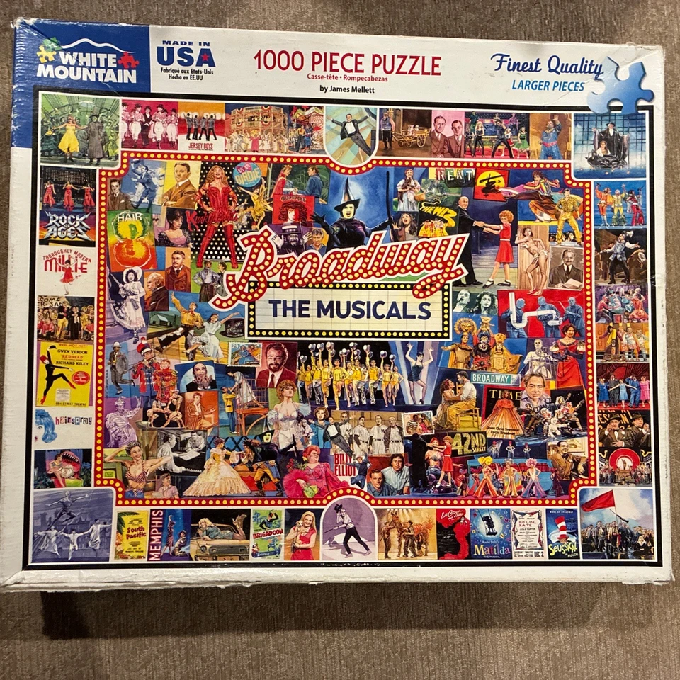 5 White Mountain Puzzles 1000 Pcs Central Park,Broadway,Best Sellers…COMPLETE - Image 3 of 4